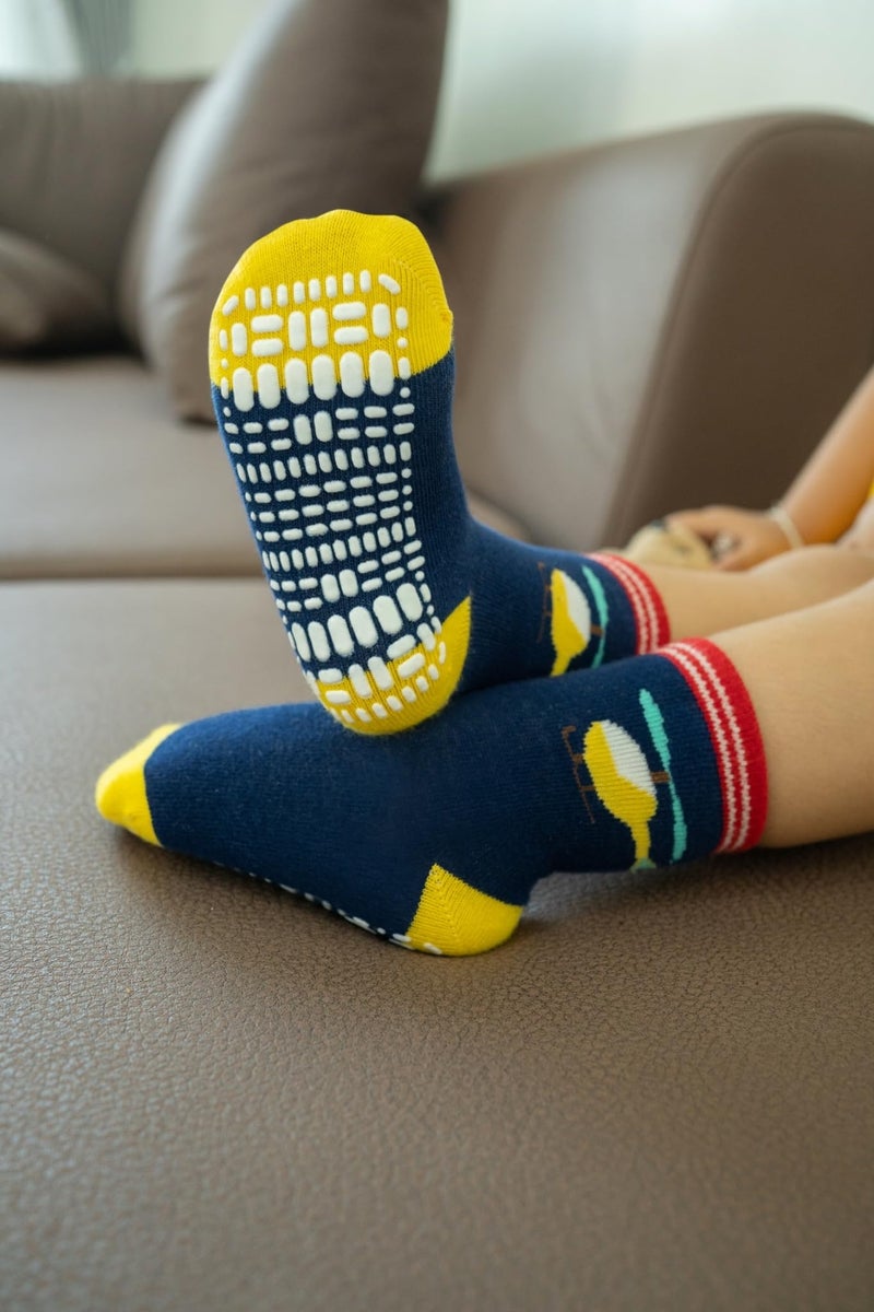 RATIVE Non Skid Anti Slip Slipper Cotton Crew Socks With Grips for Baby Toddlers Kids Boys (3-5T, 6-pairs/RB-711) - Image 4